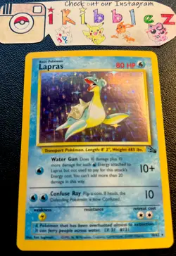 Lapras 10/62 LP Holo Foil Rare Vintage Fossil Pokemon Card. Free Tracked Ship! - Image 1