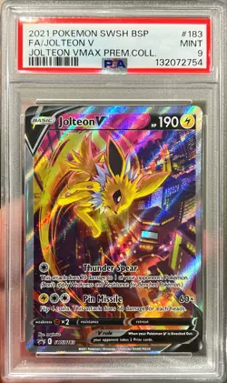 2021 Pokemon SWSH BSP FA Jolteon V Vmax Premium Collection Promo SWSH183 PSA 9 - Image 1