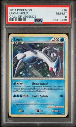 2011 POKEMON CALL OF LEGENDS #15 LUGIA-HOLO PSA 8 - Image 1