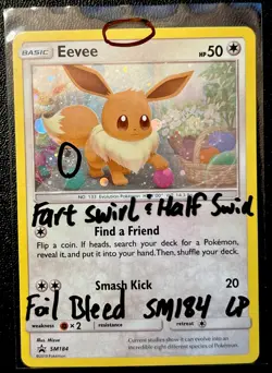 Eevee SM184 LP Holo Cute Fart Swirl Foil Bleed Sun Moon Black Star Pokemon Promo - Image 1