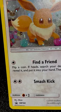 Eevee SM184 LP Holo Cute Fart Swirl Foil Bleed Sun Moon Black Star Pokemon Promo - Image 3