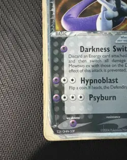 Pokemon Card- Team Rocket's Mewtwo EX 99/109 -Rocket EX Returns-Holo-Poor - Image 5