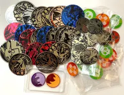 Pokemon Lot Of 50 Coins - Jumbo & Regular - Mixed W/ Duplicates Holos & Tokens - Image 1