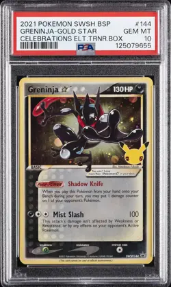 2021 POKEMON SWSH BLACK STAR PROMO #144 GRENINJA-GOLD STAR PSA 10 - Image 1