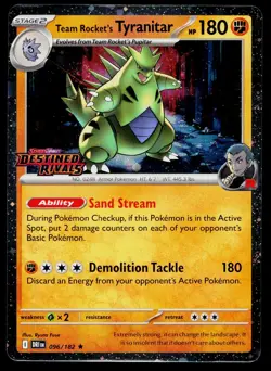 Team Rocket's Tyranitar (Prerelease) 096/182 Cosmo Holo Pokemon Near Mint - Image 1