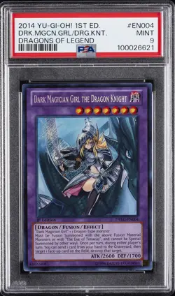 2014 YU-GI-OH! DRAGONS OF LEGEND DARK MAGICIAN GIRL THE DRAGON KNIGHT PSA 9 - Image 1