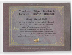 2025 Pieces of the Past Triple Relic Theodore Roosevelt J Edgar Hoover FDR - Image 2
