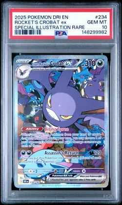 2025 POKEMON DRI EN-DESTINED RIVALS #234 TEAM ROCKET'S CROBAT EX PSA 10 - Image 1