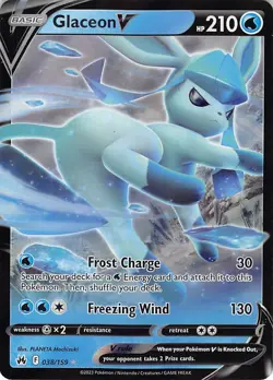 Glaceon V 038/159 Holo V Rare Crown Zenith Pokemon Near Mint - Image 1