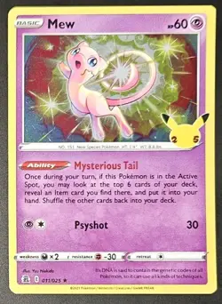 Mew 011/025 2021 Pokemon Celebrations 25th Anniversary Holo Rare - Image 1