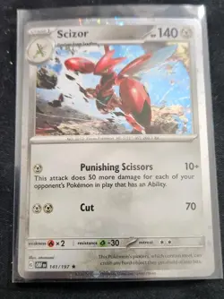 Scizor ERROR COSMOS HOLO BLEED 141/197 Pokemon TCG Card PAL Near Mint NM - Image 1
