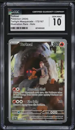 Pokemon Torkoal IR Holo #172/167 Twilight Masquerade 2024 - CGC 10 Gem Mint - Image 1