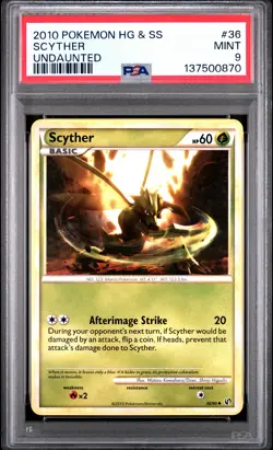 2010 POKEMON HEARTGOLD & SOULSILVER UNDAUNTED #36 SCYTHER PSA 9 - Image 1
