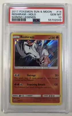 2017 Pokemon Sun & Moon Shining Legends Reshiram Holo 14/73 PSA 10 Gem Mint - Image 1