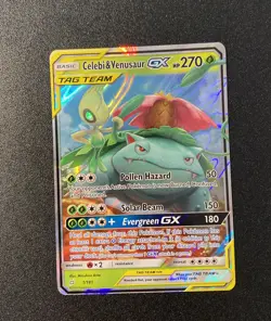 Celebi & Venusaur GX 1/181 Pokemon Team Up Ultra Rare Sun and Moon NM - Image 1