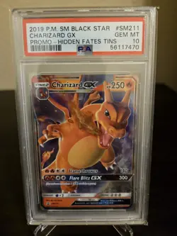 2019 POKEMON SM BLACK STAR PROMO HIDDEN FATES TINS #SM211 CHARIZARD GX PSA 10 - Image 1
