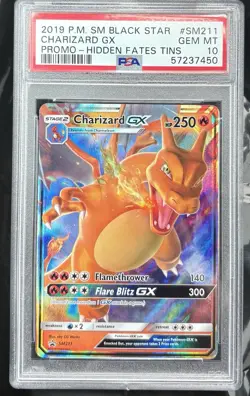 2019 POKEMON SM BLACK STAR PROMO HIDDEN FATES TINS #SM211 CHARIZARD GX PSA 10 - Image 1