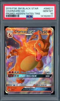 Charizard Gx SM211/68 Hidden Fates Tins Sm Black Star Promo Pokemon PSA 10 - Image 1