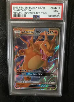 PSA 9 Charizard GX SM211 Hidden Fates 2019 Pokemon Black Star Promo Slab - Image 1