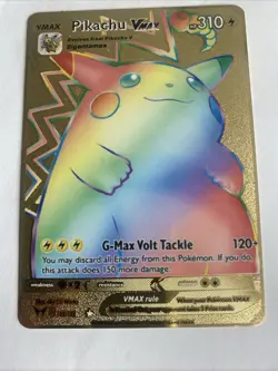 Pikachu Vmax Rainbow Gold Metal Pokemon Card Fan Art/Collectible/Gift - Image 5