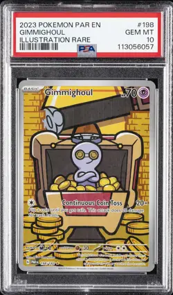 2023 POKEMON PAR EN-PARADOX RIFT ILLUSTRATION RARE #198 GIMMIGHOUL PSA 10 - Image 1