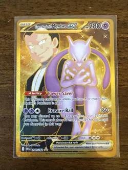 Team Rocket's Mewtwo ex 240/182 Destined Rivals Pokemon Gold Hyper Rare NM - Image 1
