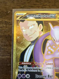 Team Rocket's Mewtwo ex 240/182 Destined Rivals Pokemon Gold Hyper Rare NM - Image 2