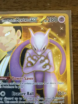 Team Rocket's Mewtwo ex 240/182 Destined Rivals Pokemon Gold Hyper Rare NM - Image 3