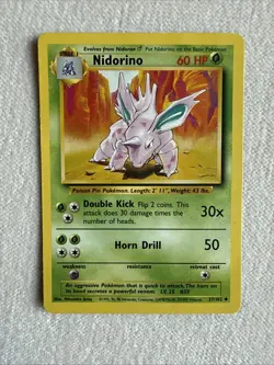 Pokemon TCG WoTC Nidorino 037/102 Base Set Vintage Lightly Played LP - Image 1