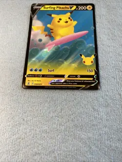 Pokemon Surfing Pikachu V Ultra Rare 008/025 Celebrations Full Art 200 HP - Image 2
