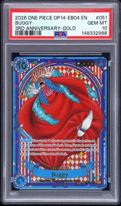 Buggy PSA 10 - OP09-051 - SP Gold 3rd Anniversary - One Piece TCG - Image 1