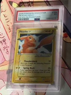 PSA 1 PIKACHU GOLD STAR 104/110 | EX Holon Phantoms Holo Graded Pokemon Card - Image 5