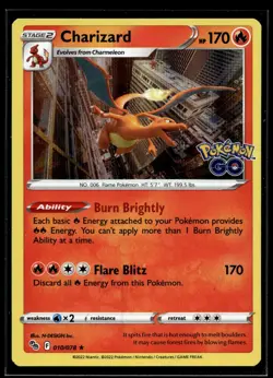 Charizard Holo Rare Pokemon GO 010/078 NM - Image 1