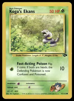 Pokemon Cards Koga's Ekans 77/132 Unlimited Gym Challenge WOTC Common NM - Image 1