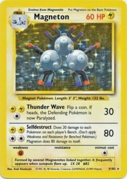 Pokemon TCG - Magneton - 9/102 - Holo Rare - Base Set Unlimited [Lightly Played] - Image 1