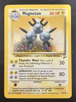 Pokemon TCG Magneton Holo Rare Card 009/102 Base Set 2 Lightly Played Condition - Image 1