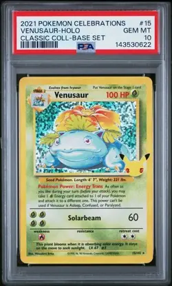 Venusaur 2021 Pokemon Celebrations #15 Classic Collection Holo PSA 10 Gem Mint - Image 1