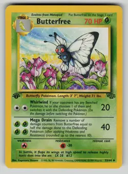 Butterfree 33/64 Jungle 1st Edition Pokemon MP - small bend - Image 1