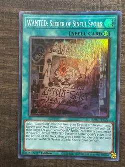 Yugioh 1x WANTED: Seeker of Sinful Spoils Super Rare RA03-EN074 1st Ed NM - Image 1