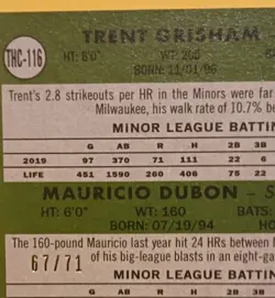 2020 Topps Heritage Stars Chrome /71 Trent Grisham Mauricio Dubon Rookie RC - Image 3