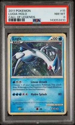 2011 POKEMON CALL OF LEGENDS #15 LUGIA-HOLO PSA 8 - Image 1