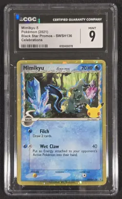 CGC 9 Mimikyu SWSH136 Celebrations Black Star Promo Gem Mint Pokemon Card - Image 1