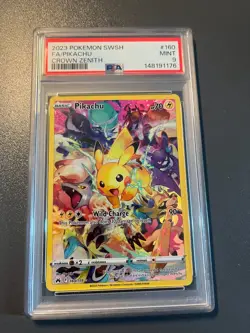 Pokemon Pikachu TCG Crown Zenith Holo Full Art Secret Rare Card PSA 9, 160/159 - Image 1