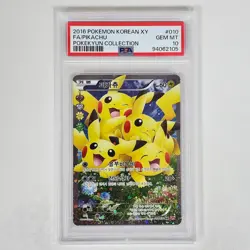 2016 POKEMON KOREAN XY FA/PIKACHU #010 POKEKYUN COLLECTION PSA 10 GEM MT Card - Image 1