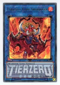 Yugioh Ferocious Flame Swordsman DUOV-EN032 Ultra Rare 1st Edition NM/LP - Image 1