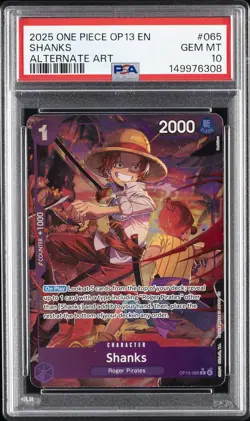 2025 ONE PIECE OP13-CARRYING ON HIS WILL ALTERNATE ART #065 SHANKS PSA 10 - Image 1