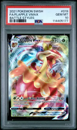 2021 POKEMON SWORD & SHIELD BATTLE STYLES #019 FULL ART/FLAPPLE VMAX PSA 10 - Image 1