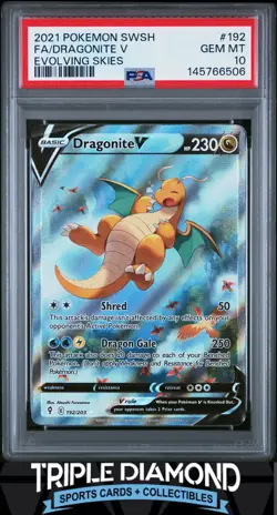 2021 Pokemon Sword & Shield Evolving Skies #192/203 Dragonite V FA PSA 10 FDP88 - Image 1