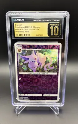 Pokemon CGC Pristine 10 Espeon Prismatic Holo Chinese Gem Pack Vol.2 2025 - Image 1