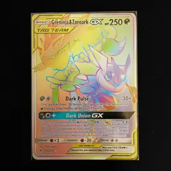 Pokemon Greninja & Zoroark GX TAG TEAM Secret Rare SM-Unbroken Bonds 222/214 LP - Image 1